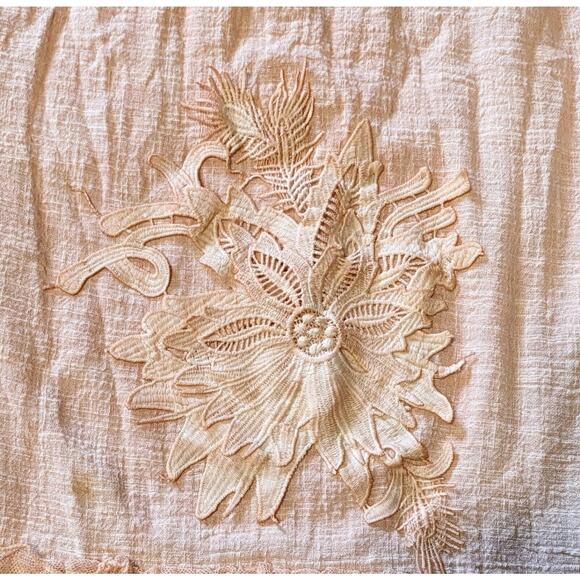 Pretty Angel Size Large Peach Layer Linen Blend Lace Skirt Boho Lagen Look - Picture 4 of 9